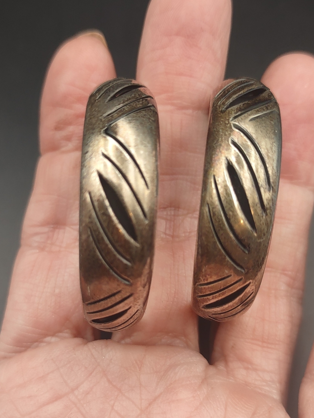 Vintage Taxco Mexico Sterling Hoops 11g